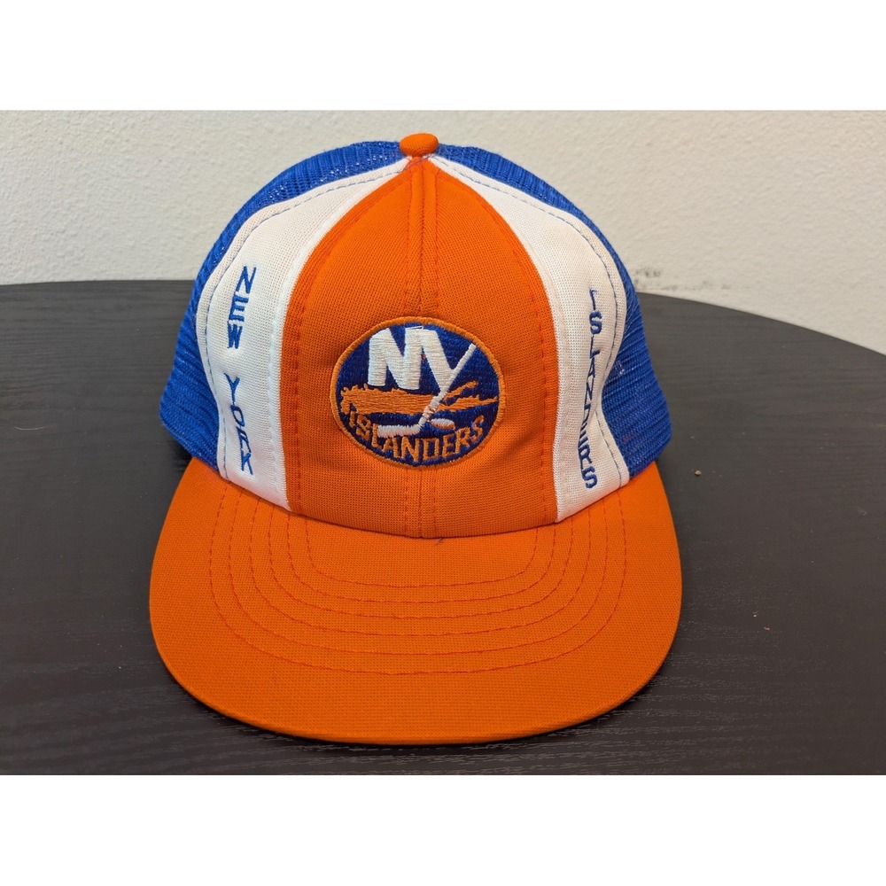 Vintage New York Islanders Hat Cap Snap Back One Size Orange NHL Hockey Trucker